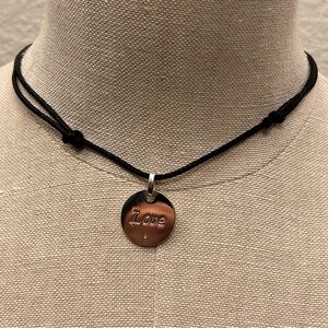 Set of 3 Charm Necklaces/Chokers With Adjustable Cord: Hope Peace Love